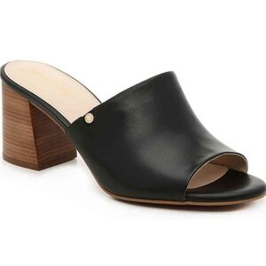 Cole Haan Black Leather Mules with Wooden Heel